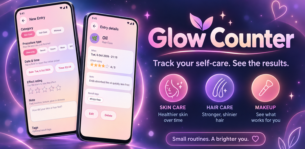 Glow Counter mobile app preview